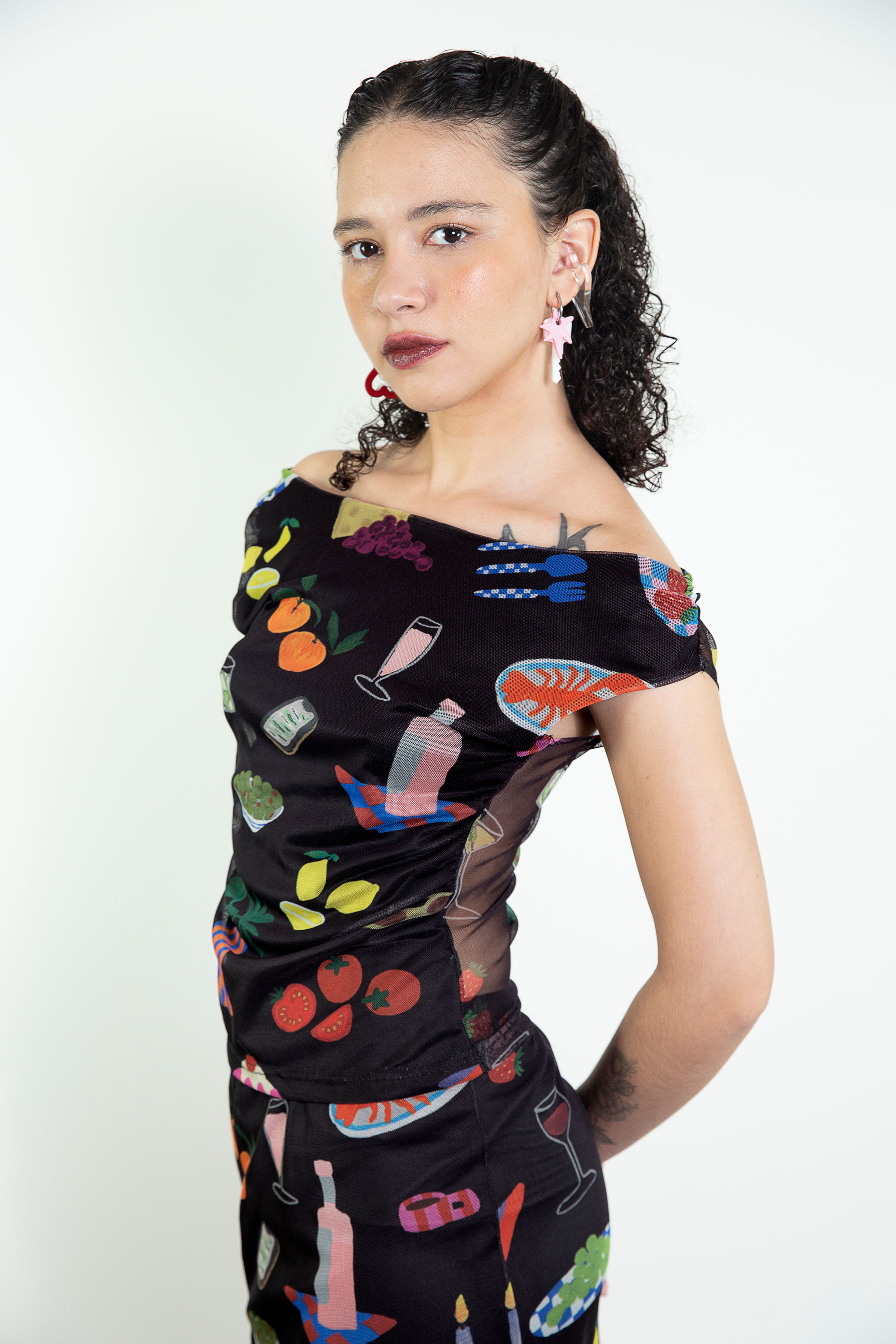 Blusa Tule Ombro Banquete
