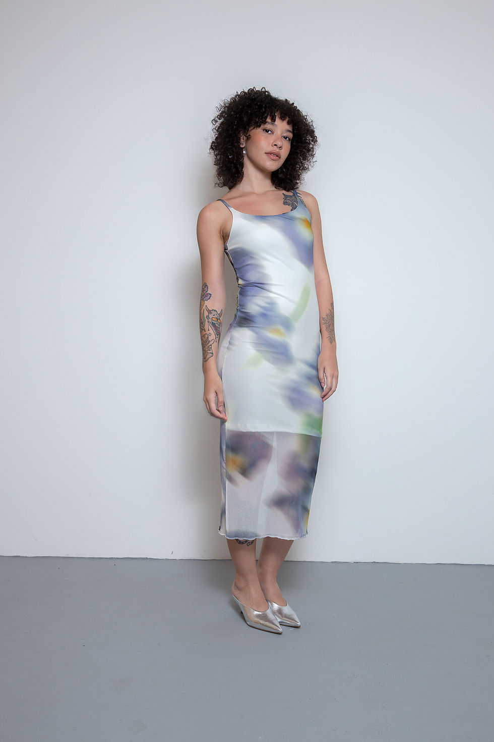 Miniatura: Vestido Tule Alça Floral Blur