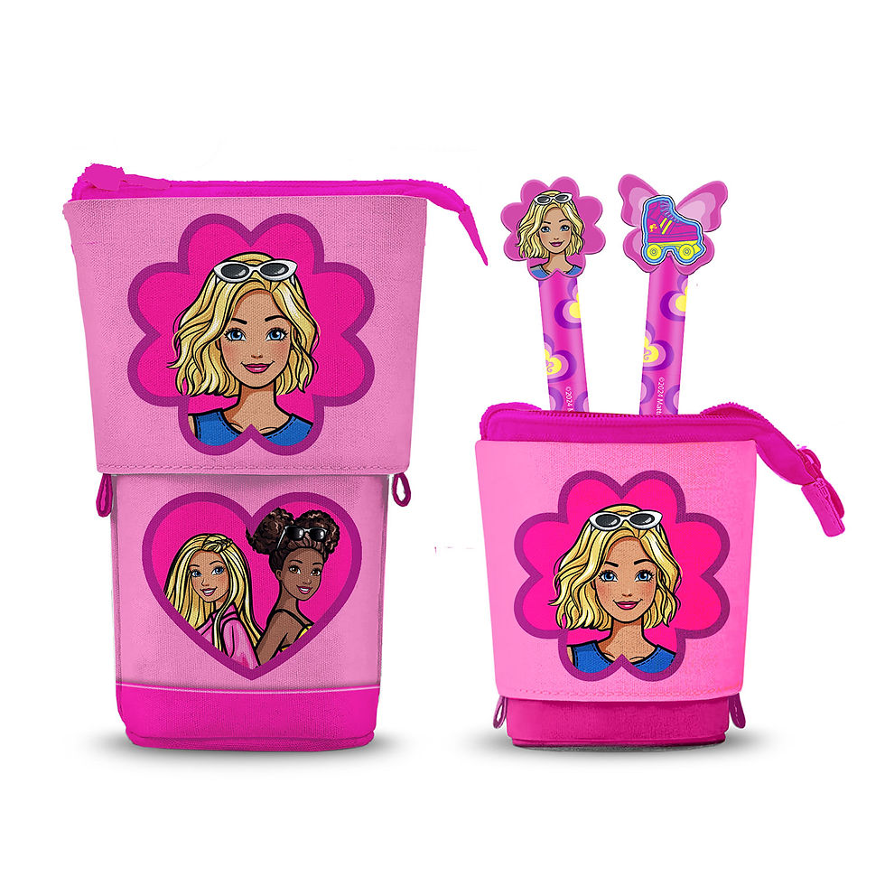 Barbie Flower - Estuche Portatodo Cute + 2 Bolígrafos de Gel Borrables