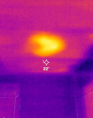 Thermal camera image of a rat nest in a roof void, Adelaide pest inspection