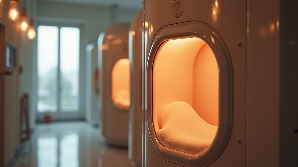 Close-up view of a spray tanning booth with a sleek design