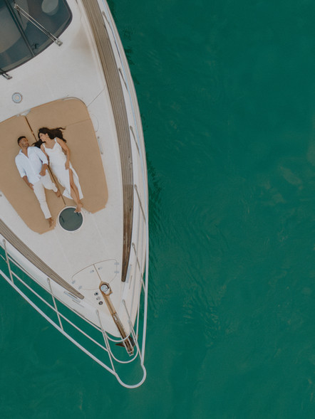 Woman saying yes during a wedding proposal on a private yacht in Miami