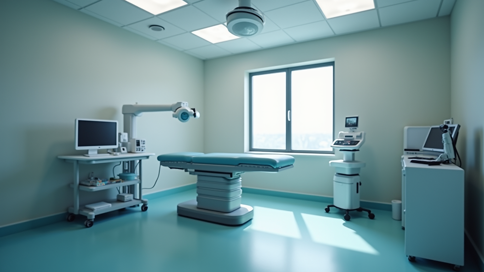 Eye-level view of a modern medical examination room with essential equipment