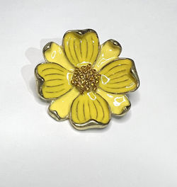 Large Yellow Floral Vintage Style Pin