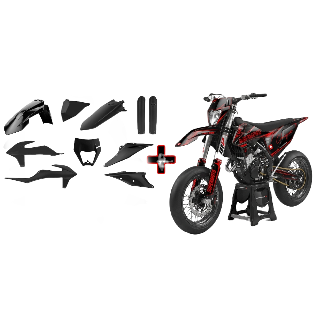 KTM BUNDLE – Swiss Shift Design – Schwarzes Plastikkit