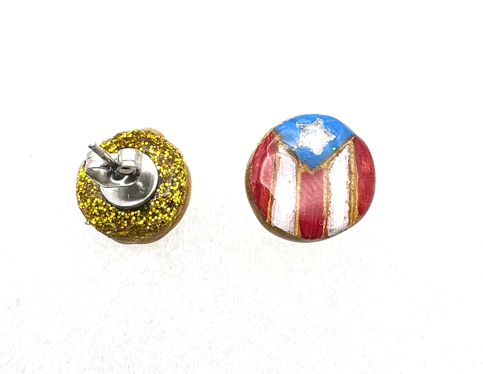 Thumbnail: Round Puerto Rico flag stud earrings
