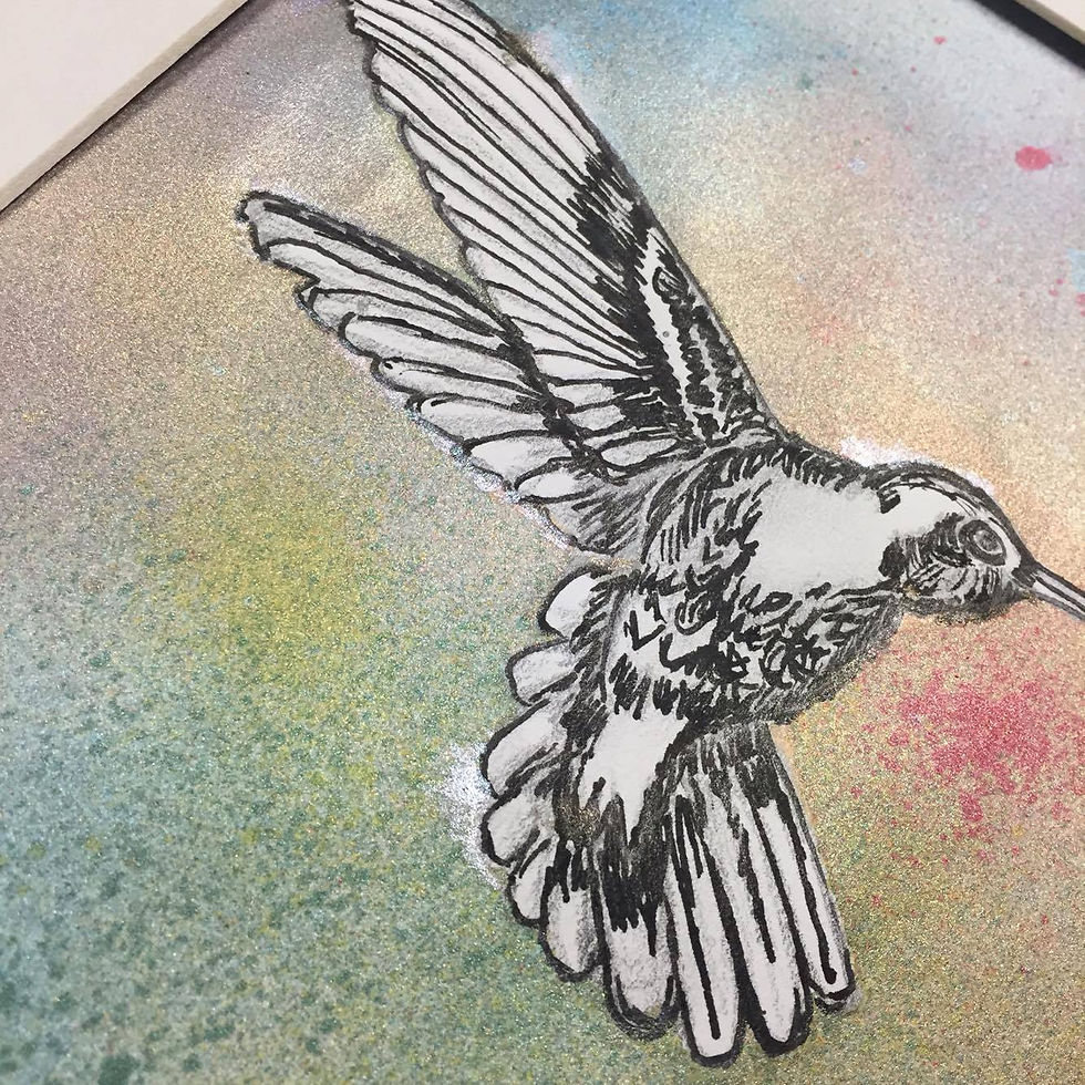 Thumbnail: Hummingbird ink painting