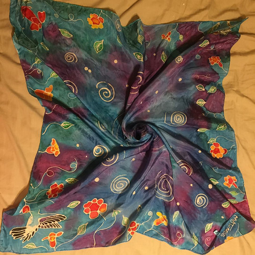 Vintage Silk Leo Hummingbird Scarf Selected by Anna Corinna