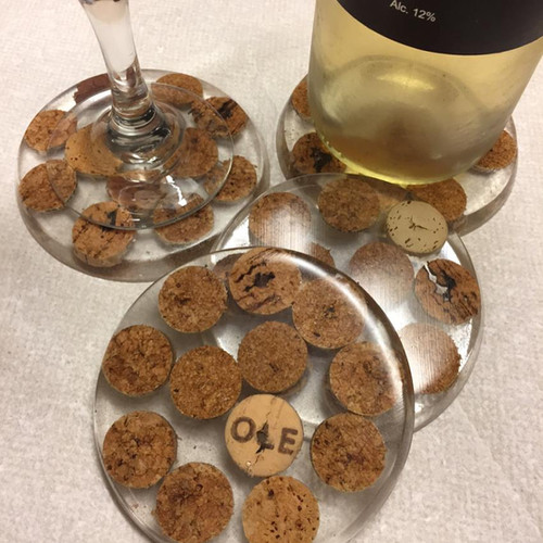 Wine cork and resin coasters melissaatorresart