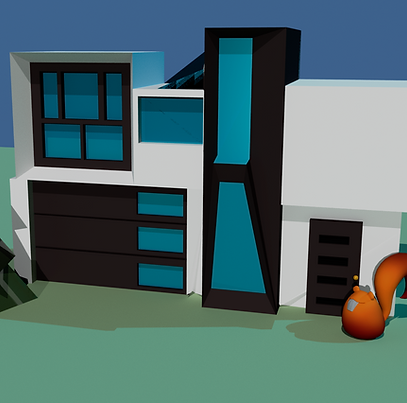 3D Modeling example featuring a modern contemporary house