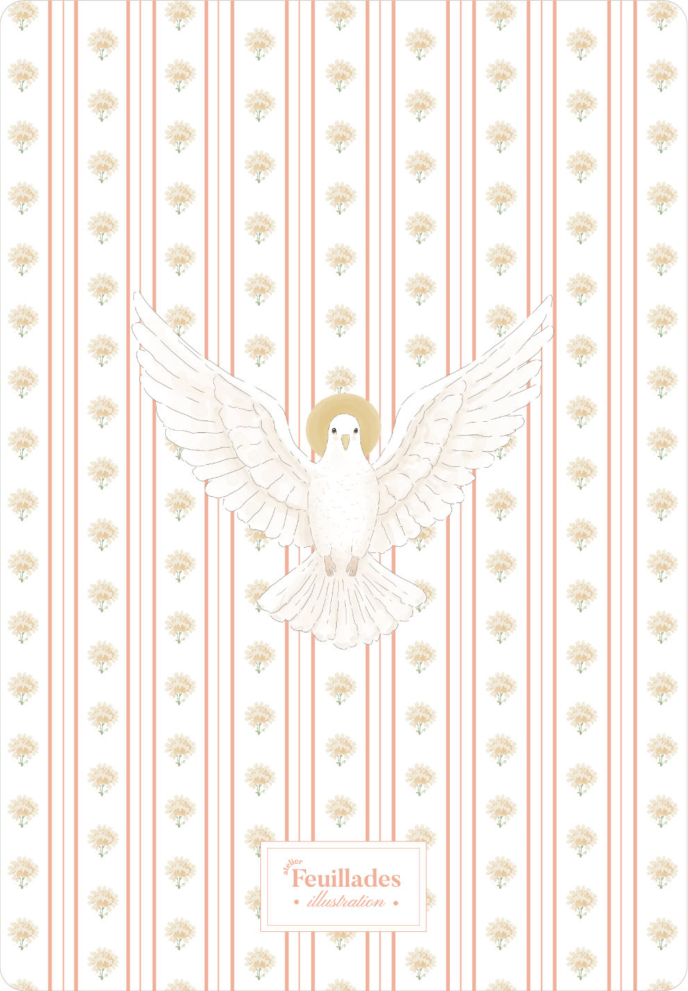 FLEURS BLANCHES ESPRIT SAINT - FLEURS BLANCHES RAYURE CORAIL - DOUCE COLOMBE