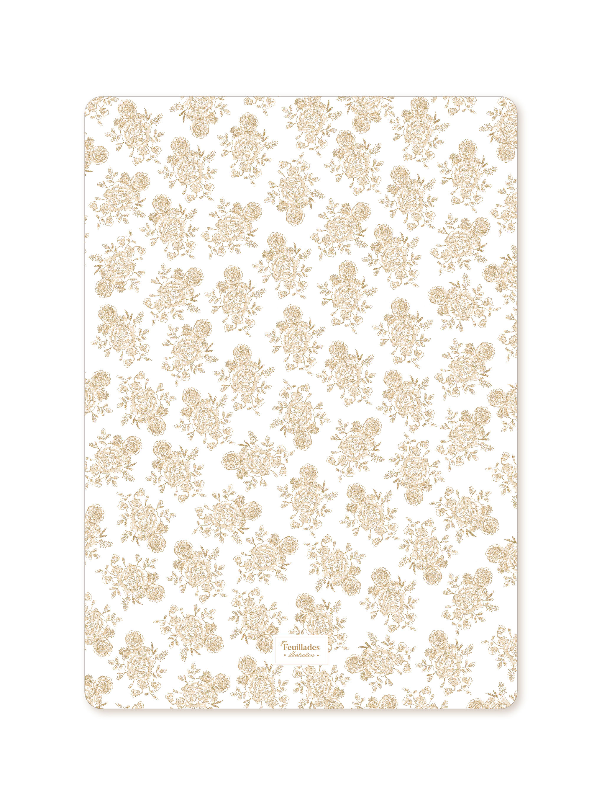 TOILE DE JOUY FLEURIE JAUNE OCRE - AFFICHE & CARTE