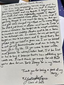 Student Letter to Teacher