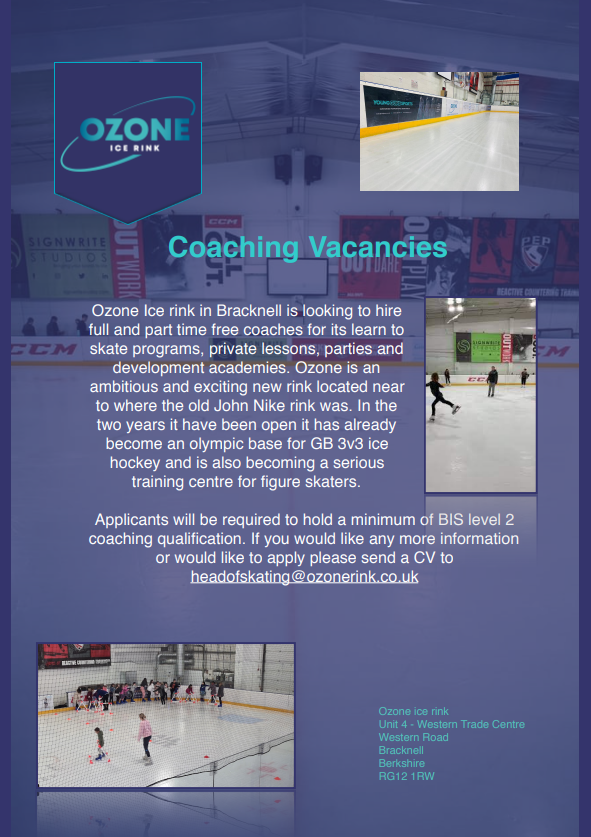 Coaching Vacancies Bracknell Ozone Ice Rink