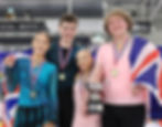 Isla Shenton with partner Joel Kirby (right) following their British Championships win, with silver medallists Leah Coley and Jacob Casey.