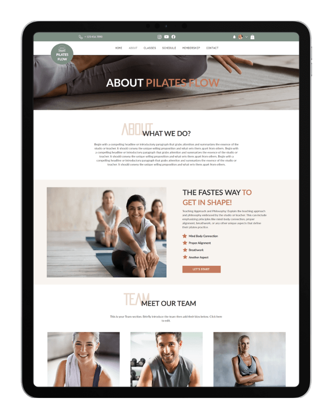 Thumbnail: Wix website template for pilates and yoga studios – Pilates Flow design