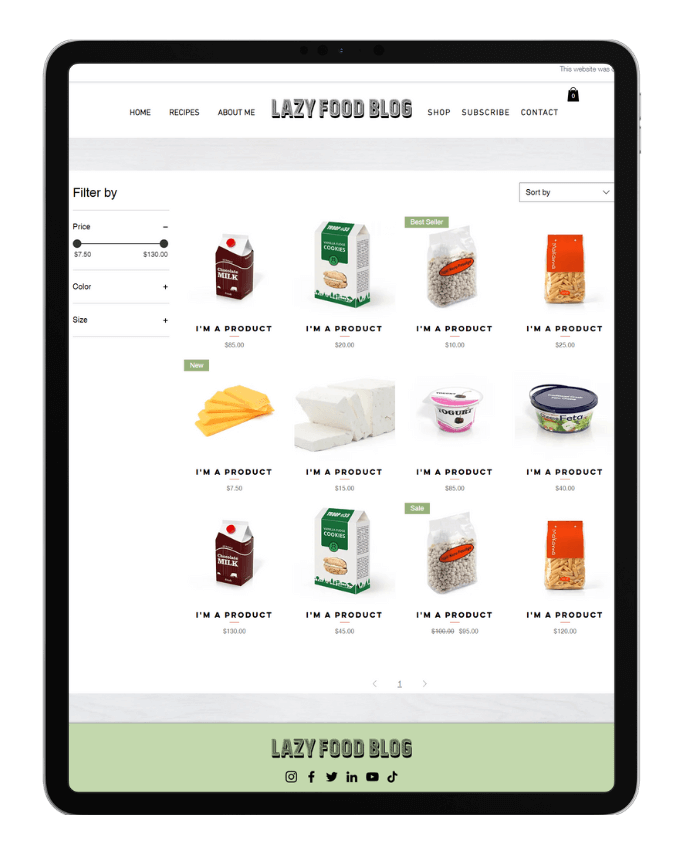 Thumbnail: Clean, customizable Wix website template for food bloggers and culinary influencers