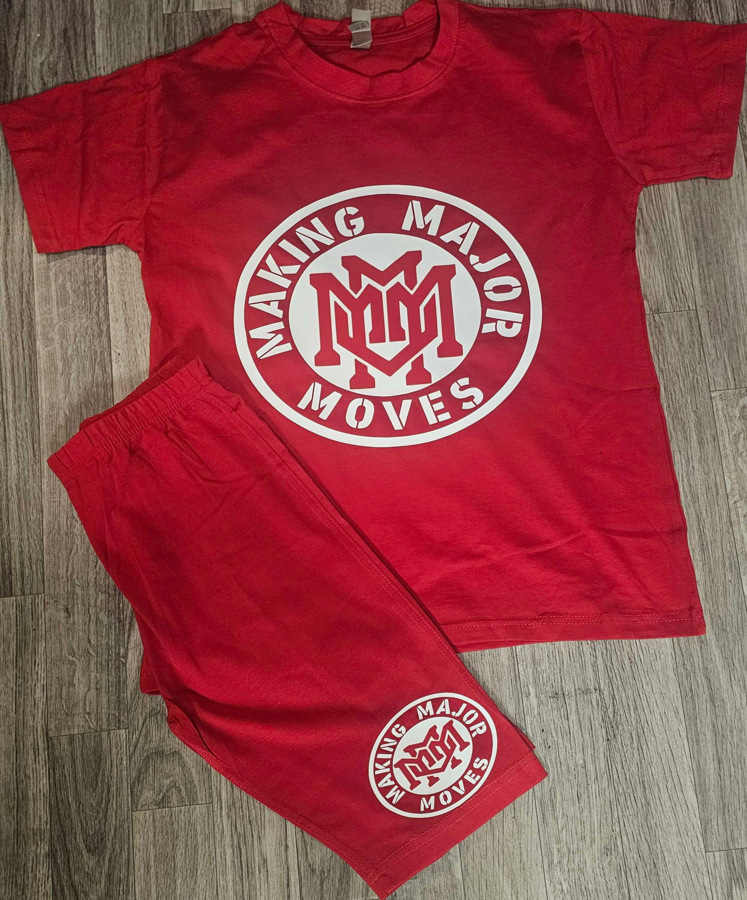 Red Making Major Moves Biker Shorts and T-Shirt 
