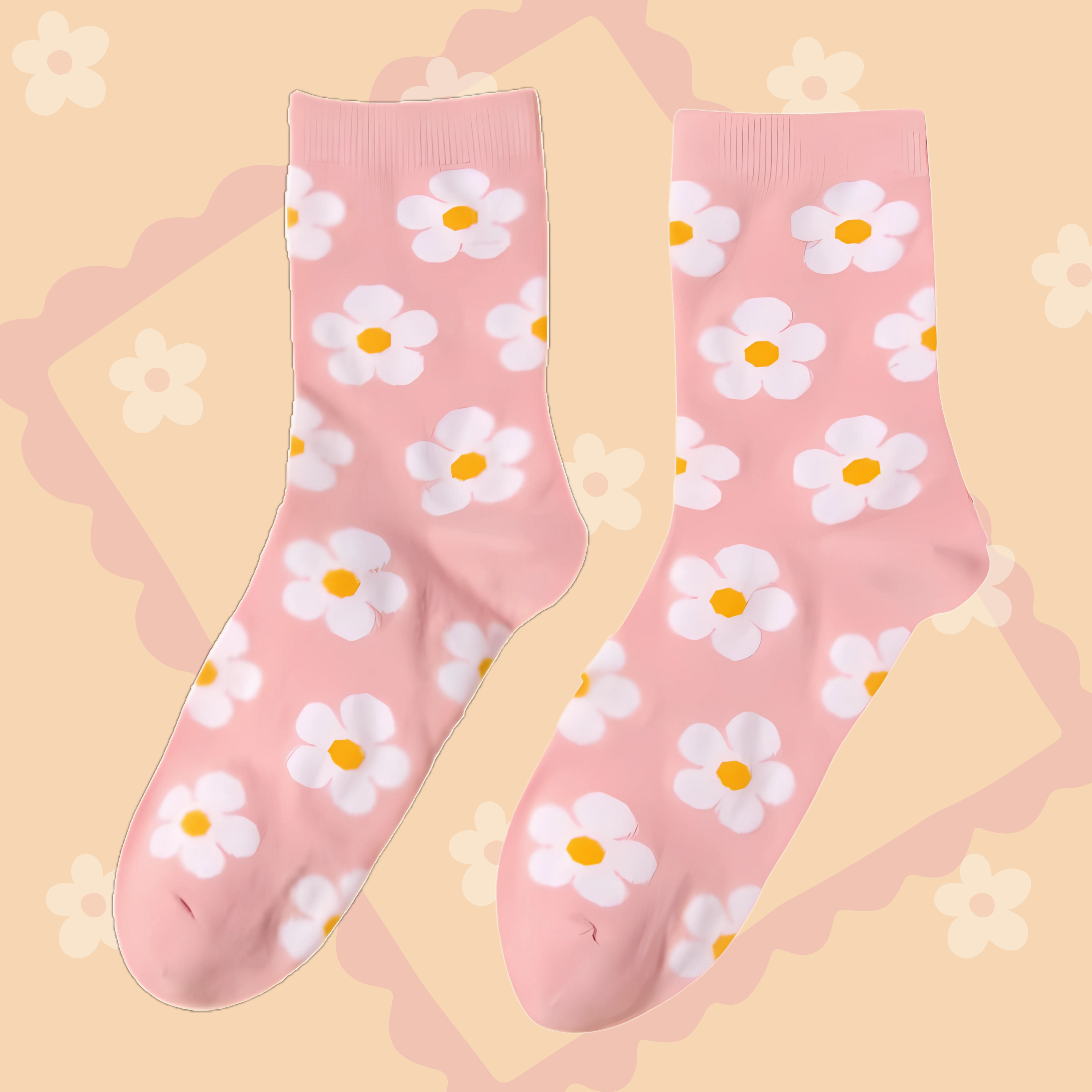Pink daisy socks