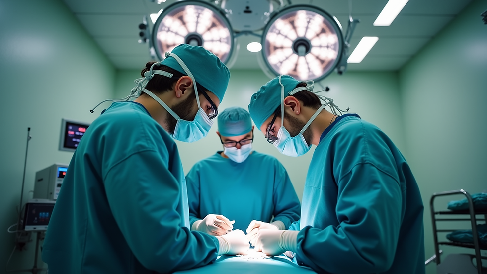 Eye-level view of a modern surgical theatre prepared for head and neck surgery