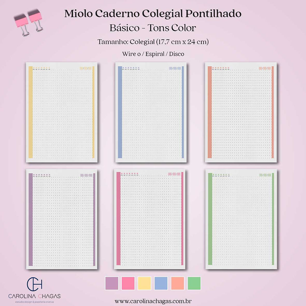 Miniatura: miolo caderno colegial pontilhado