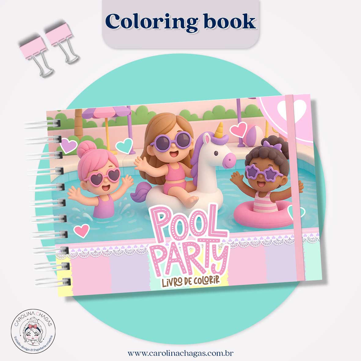 Livro de colorir pool party