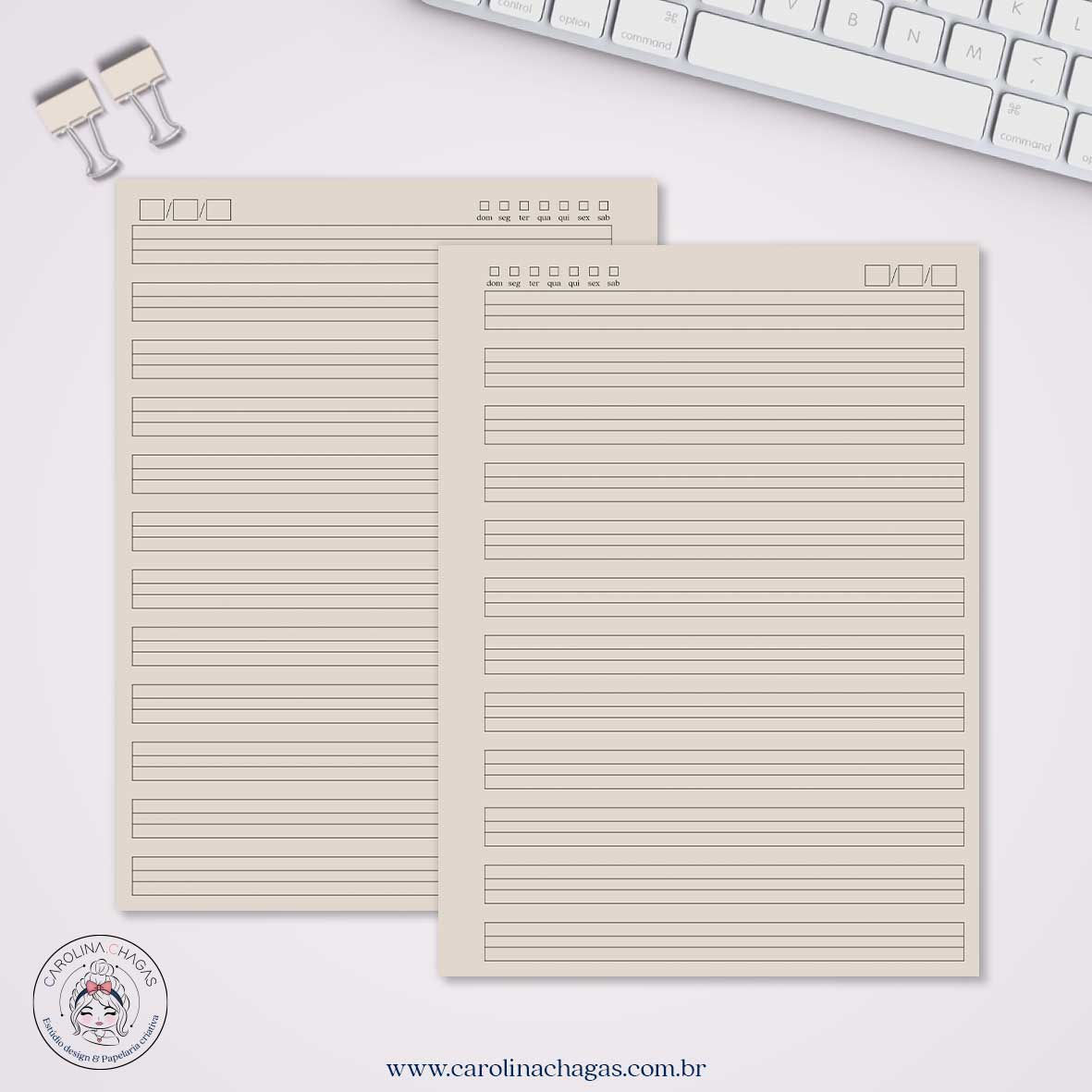 Miolo caderno colegial caligrafia