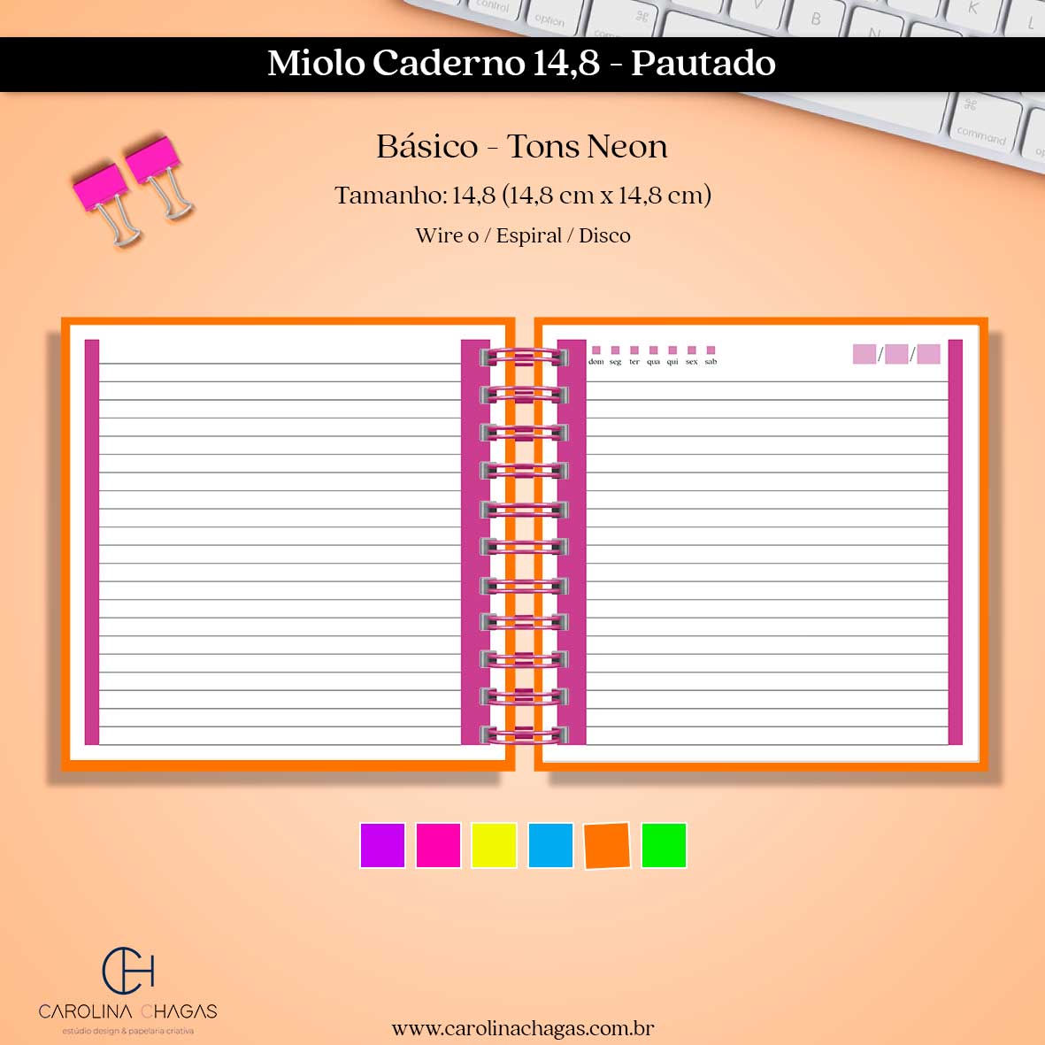 Miolo caderno 14,8 pautado