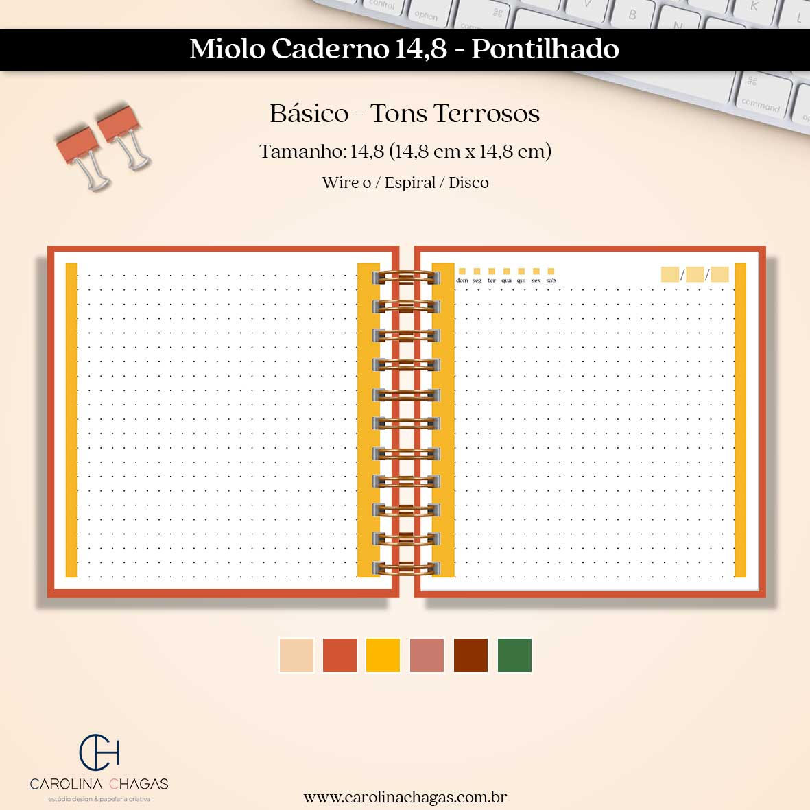 Miolo caderno 14,8 pontilhado