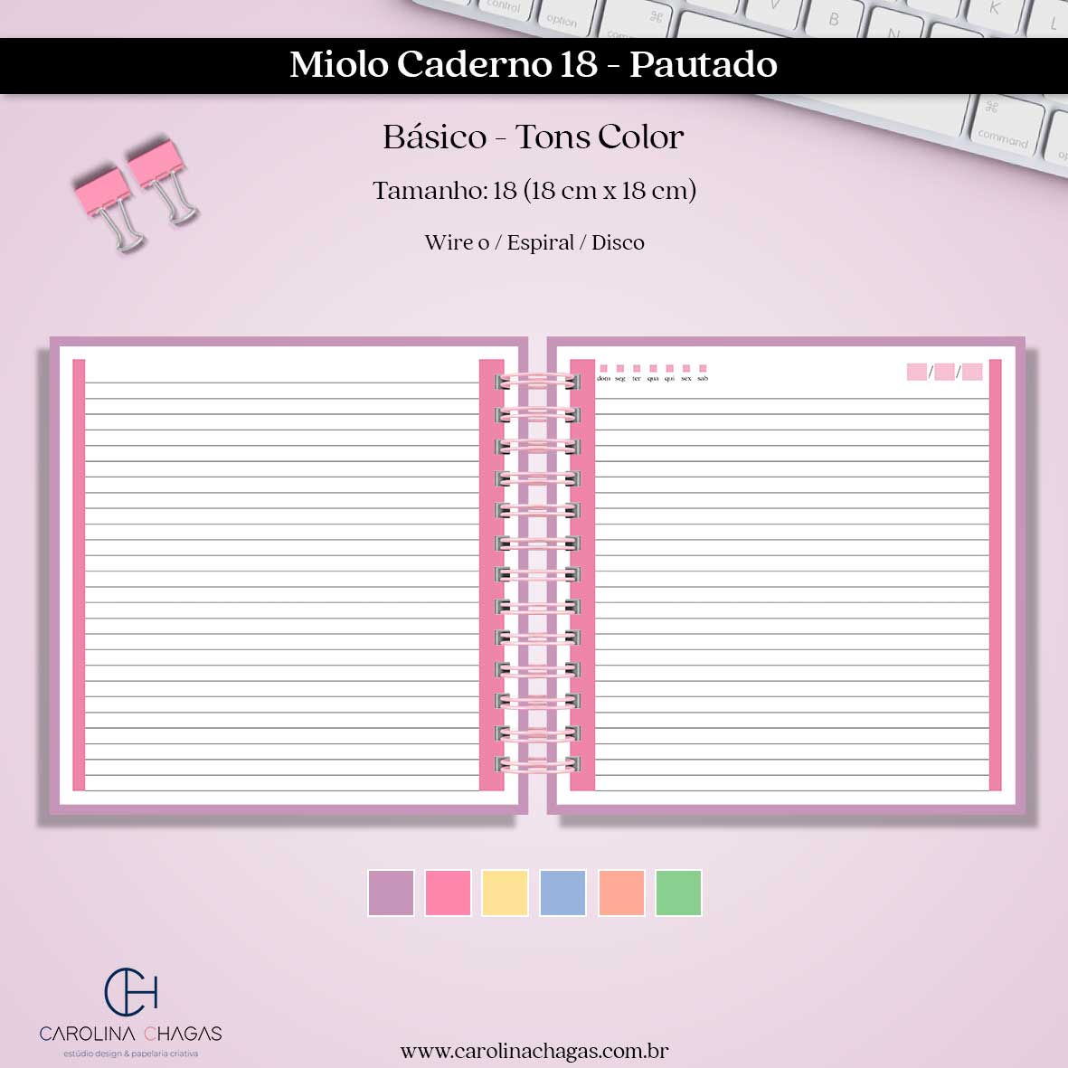 Miolo caderno 18 pautado