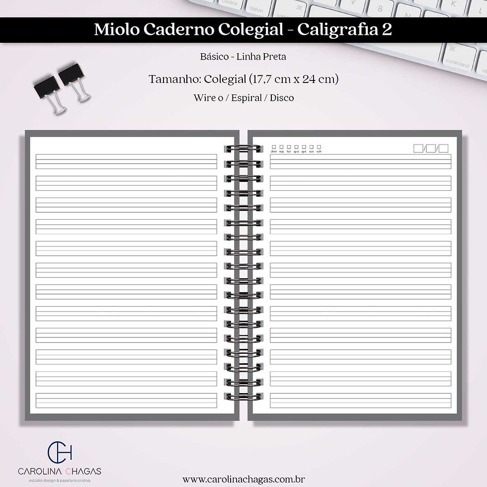 Miolo caderno colegial caligrafia