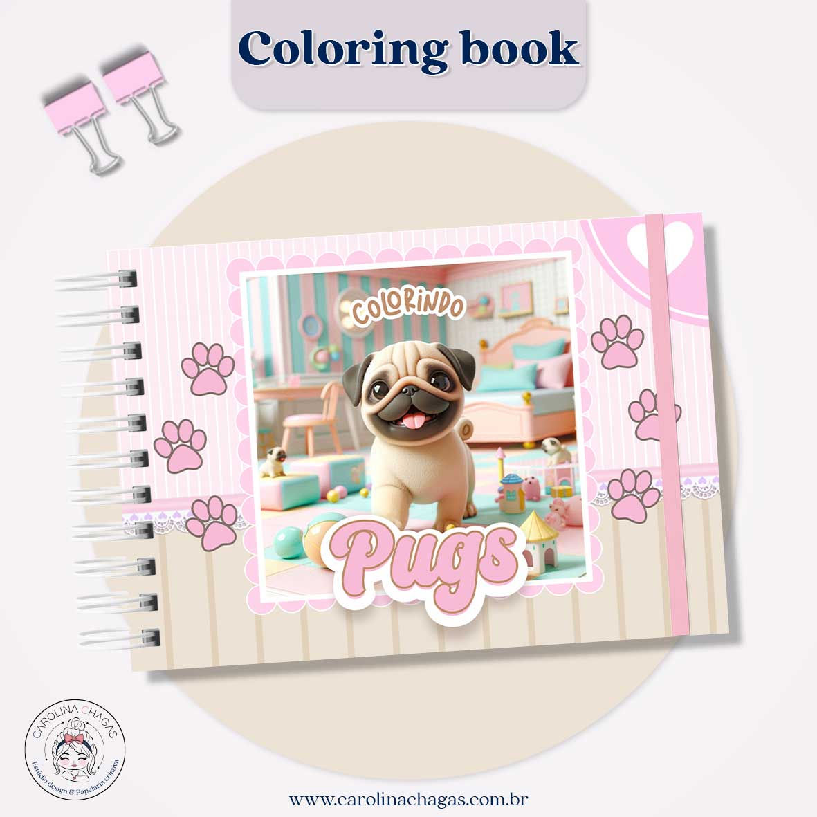 Livro de colorir pugs
