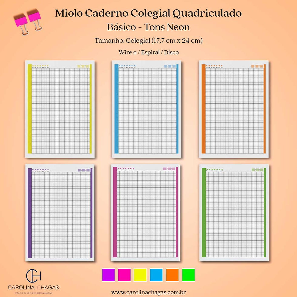 Miniatura: miolo caderno colegial quadriculado