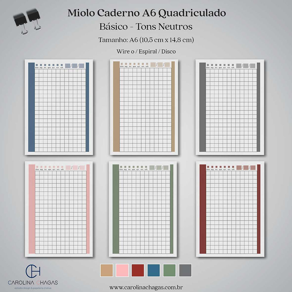 Miniatura: Miolo caderno A6 quadriculado