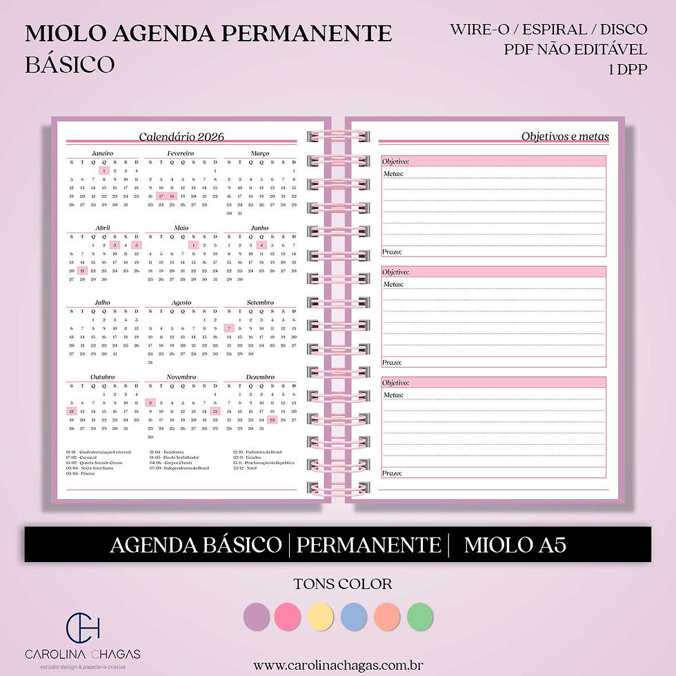 Miniatura: Miolo agenda permanente A5 1DPP básico