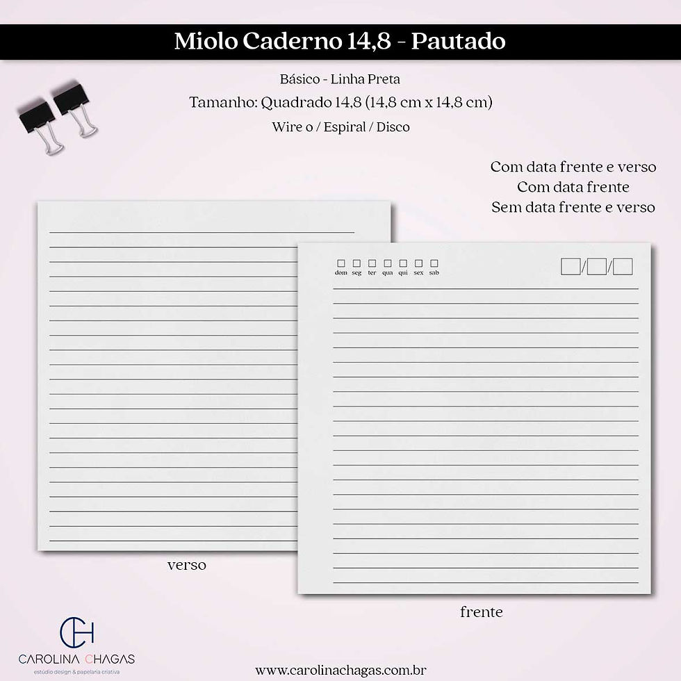Miolo caderno 14,8 pautado
