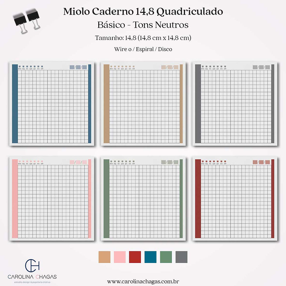 Miniatura: Miolo caderno 14,8 quadriculado