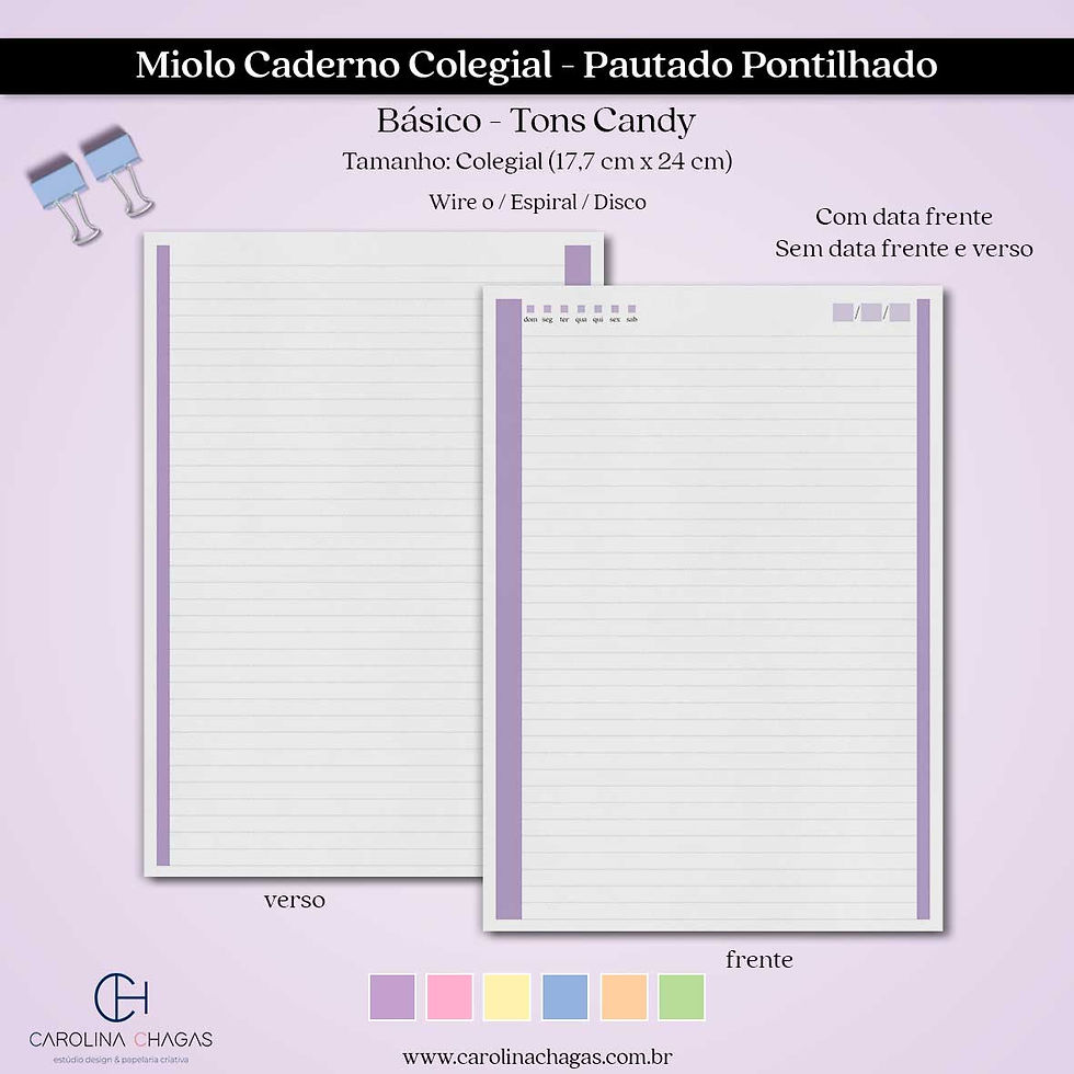 miolo caderno colegial pautado pontilhado