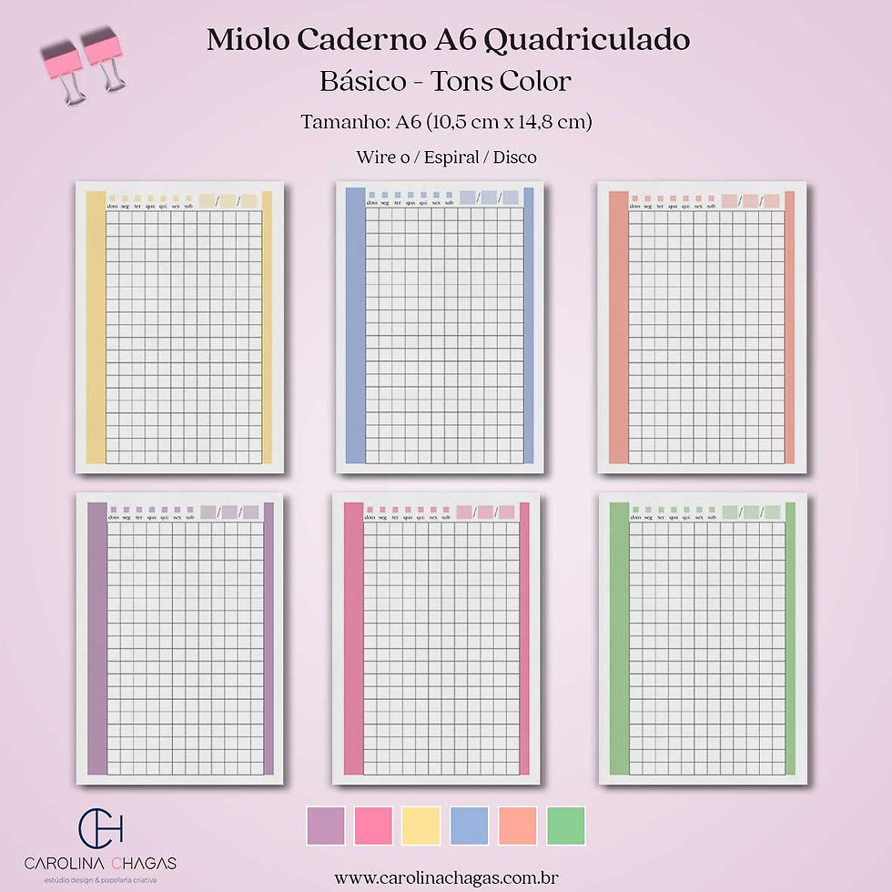 Miniatura: Miolo caderno A6 quadriculado