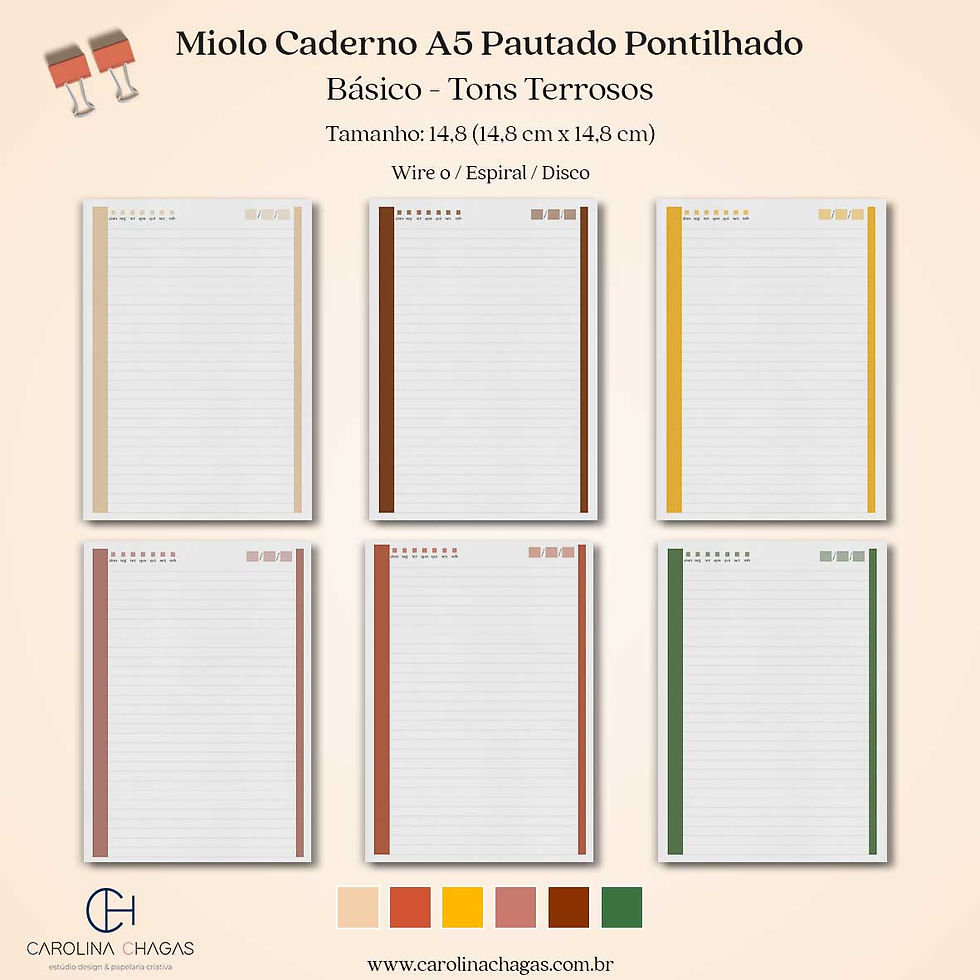 Miniatura: Miolo caderno A5 pautado pontilhado