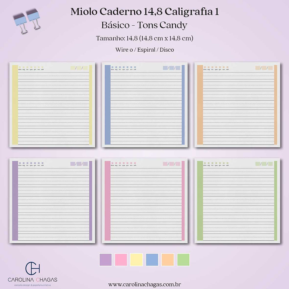 Miniatura: Miolo caderno 14,8 caligrafia