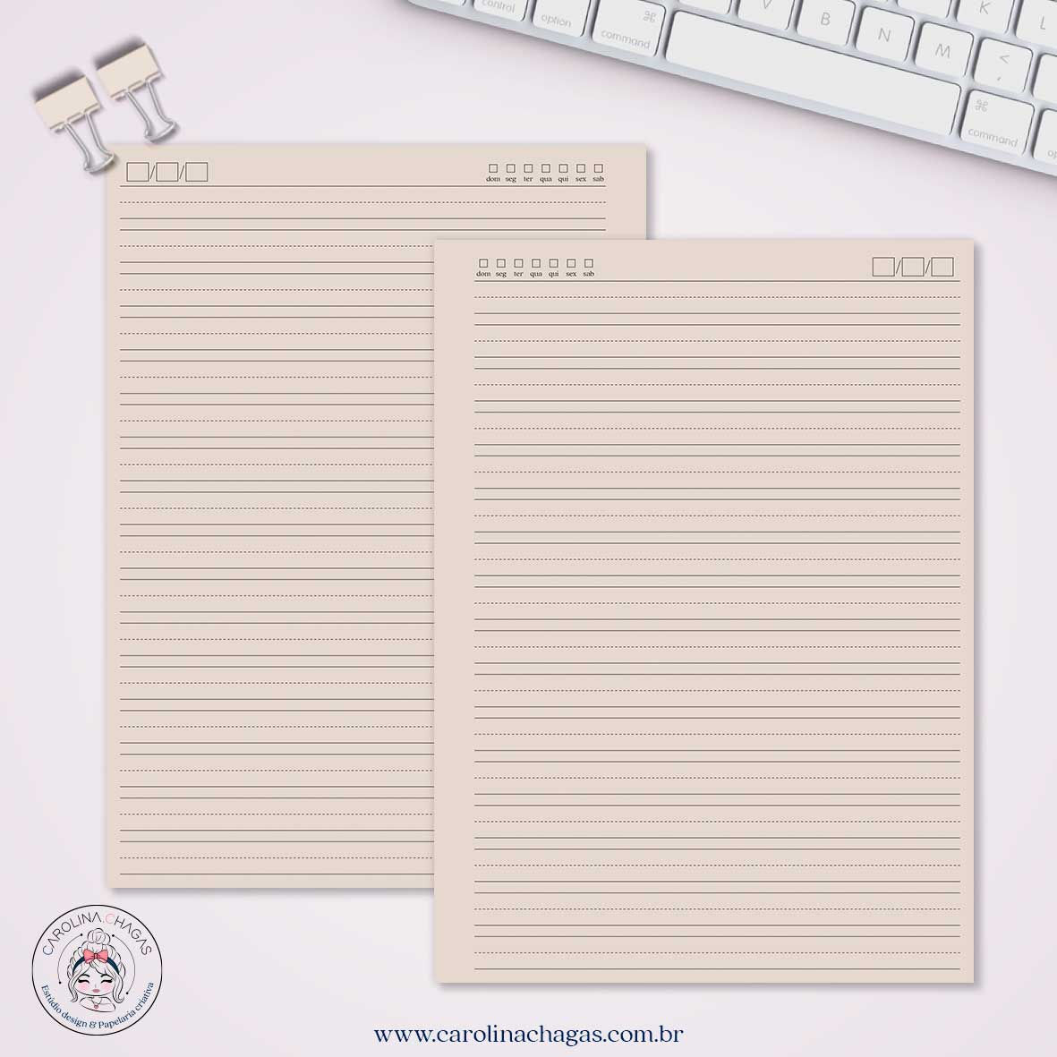 Miolo caderno universitário caligrafia