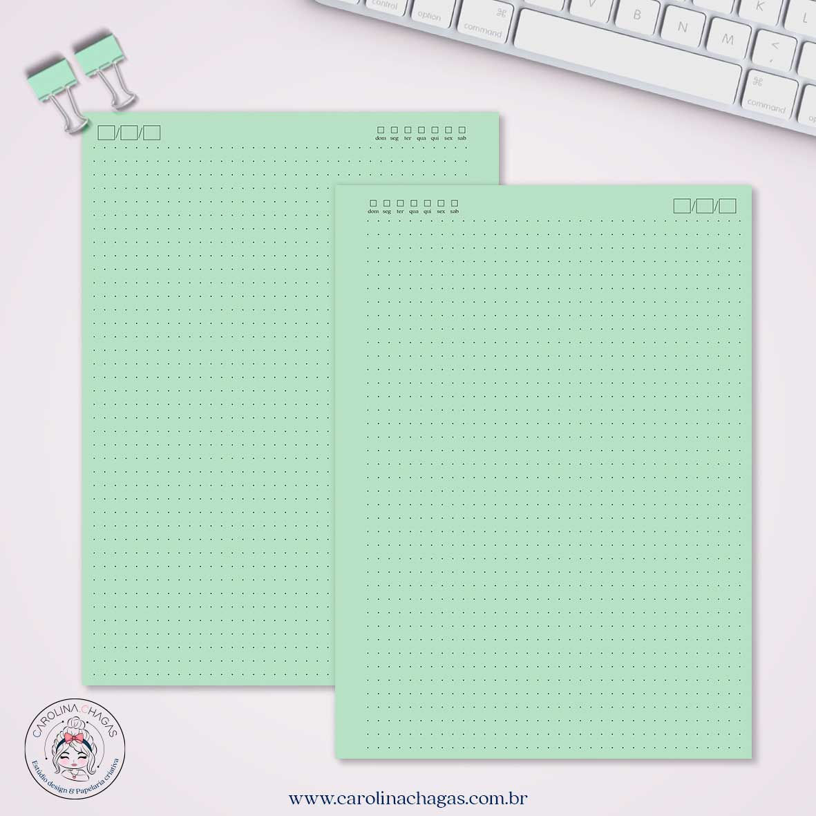 Miolo caderno universitário pontilhado