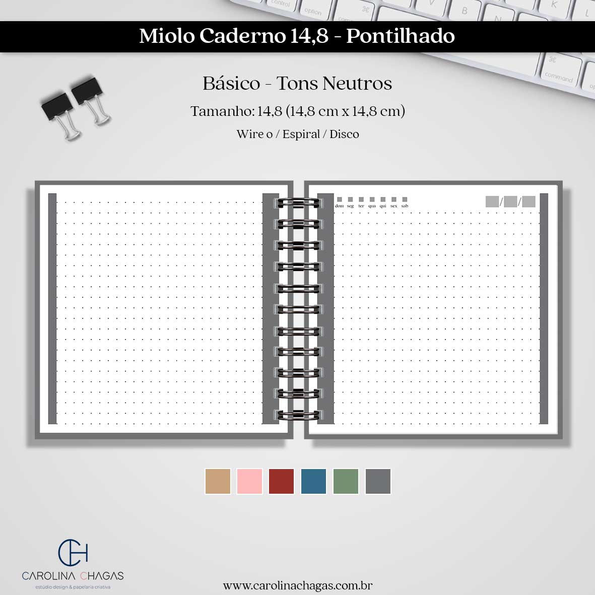 Miolo caderno 14,8 pontilhado
