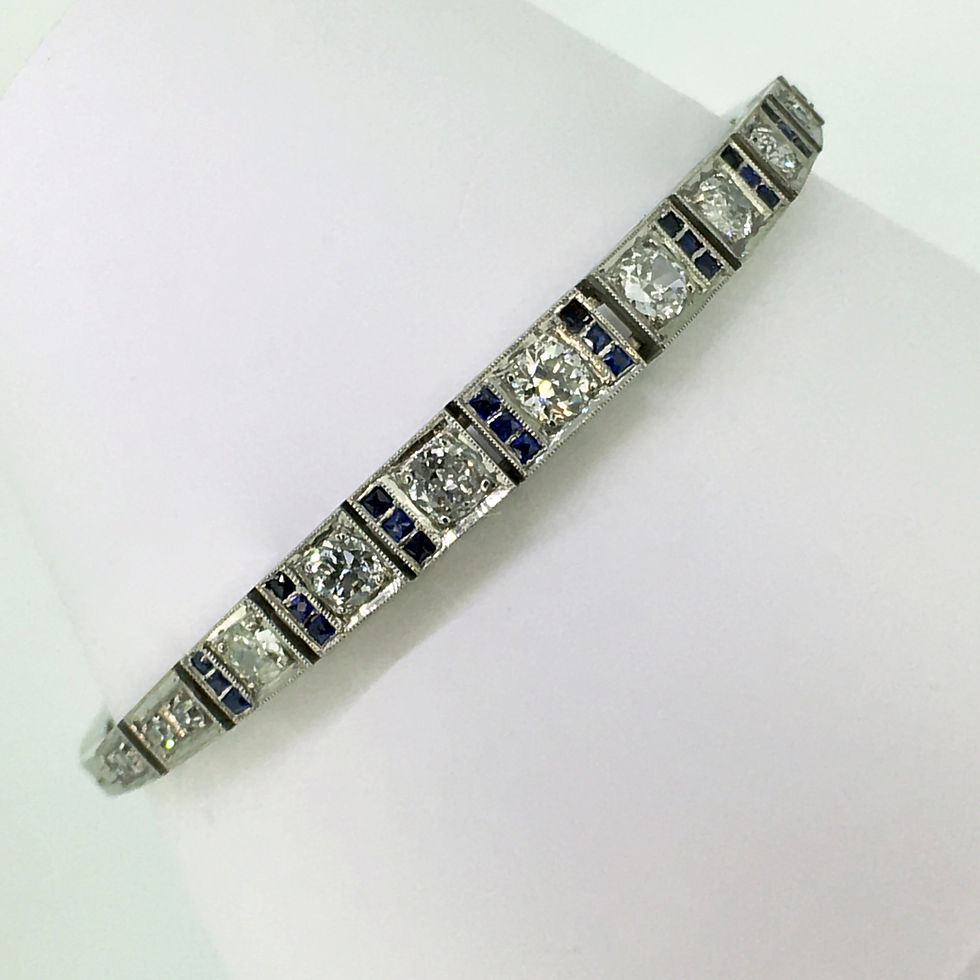 Art Deco, witgouden armband met diamant en saffier