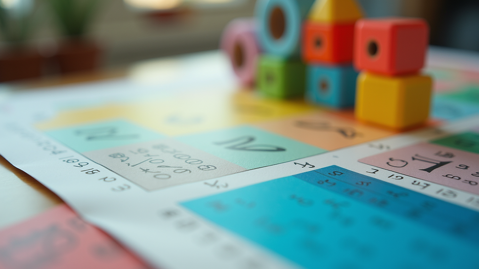 Close-up view of a colorful math learning tool