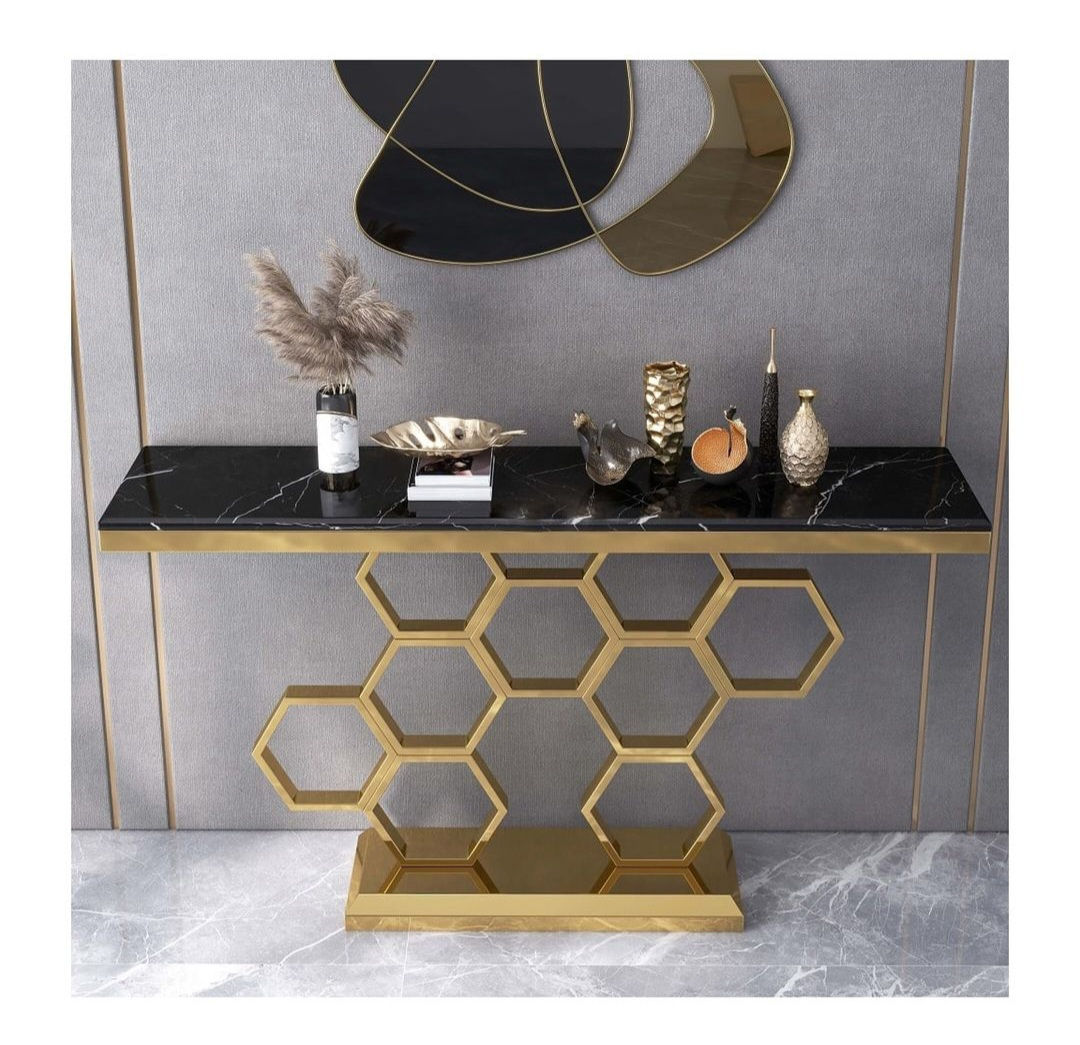 Metric marble top console table