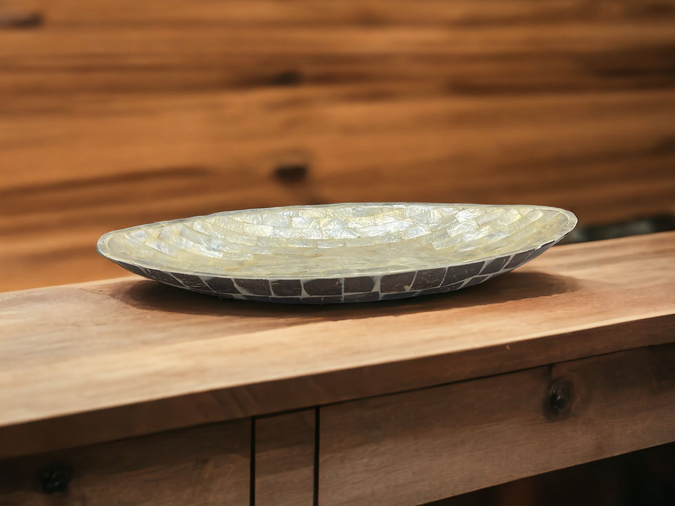 Thumbnail: White Natural Caspi Shell Oval Tray