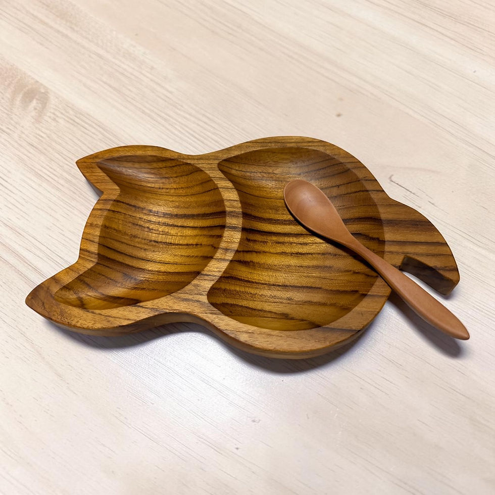 Thumbnail: Pre-order [TEAK Collection] Teak Wood Cat Plate | A soothing wooden small plate, accessory tray, trinket tray, or snack plate