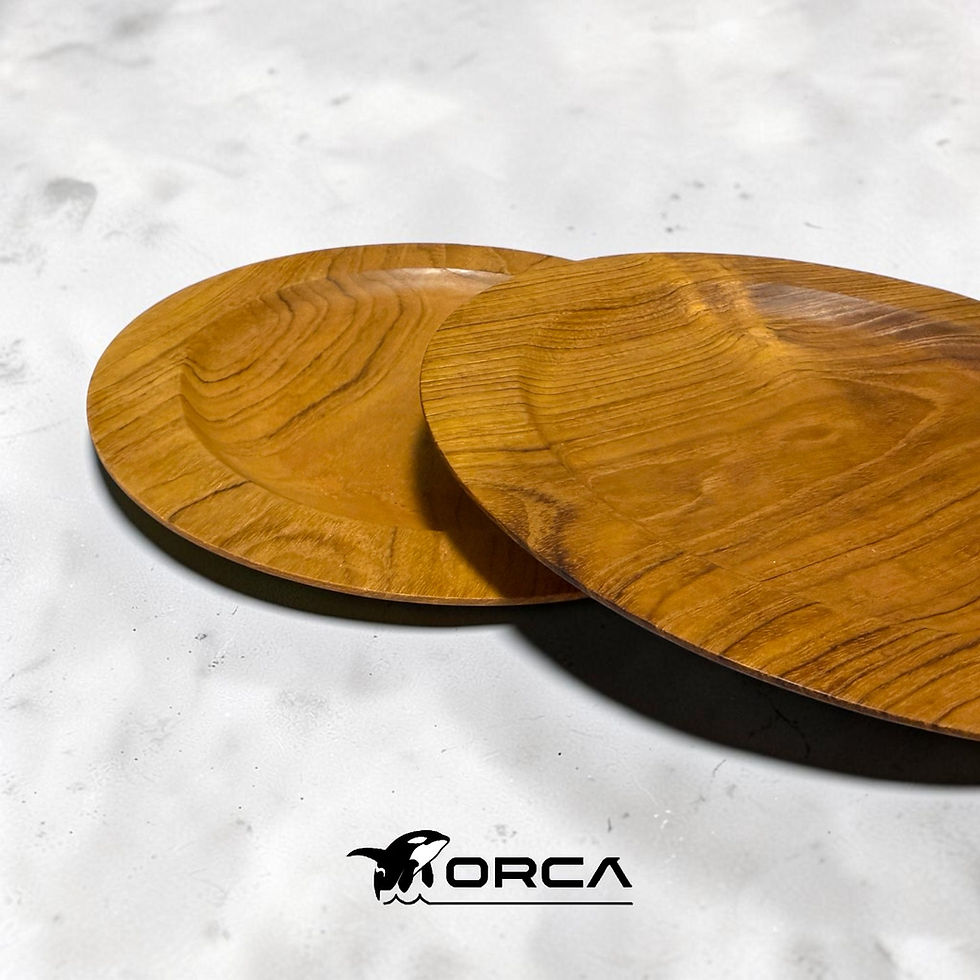 Thumbnail: 【TEAK Collection】ORCA Teak Wood Round Plate | Natural Wood Plate, Wooden Dish, One-Plate Meal, Cafe Tableware, Nordic Style, Natural, Gift
